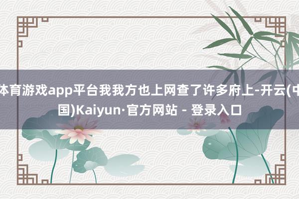 体育游戏app平台我我方也上网查了许多府上-开云(中国)Kaiyun·官方网站 - 登录入口