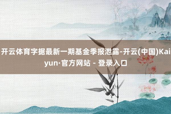 开云体育字据最新一期基金季报泄露-开云(中国)Kaiyun·官方网站 - 登录入口