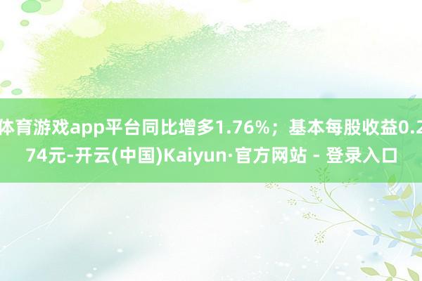 体育游戏app平台同比增多1.76%；基本每股收益0.274元-开云(中国)Kaiyun·官方网站 - 登录入口