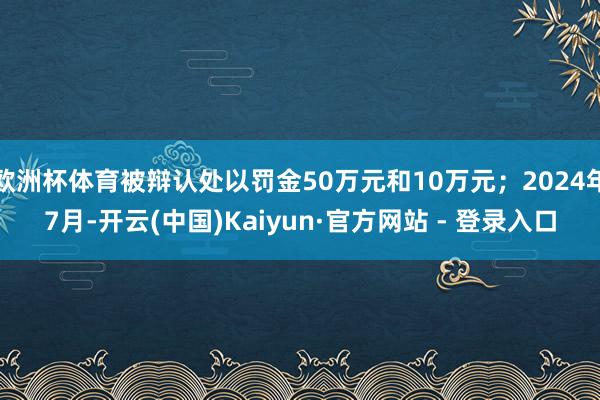 欧洲杯体育被辩认处以罚金50万元和10万元；2024年7月-开云(中国)Kaiyun·官方网站 - 登录入口